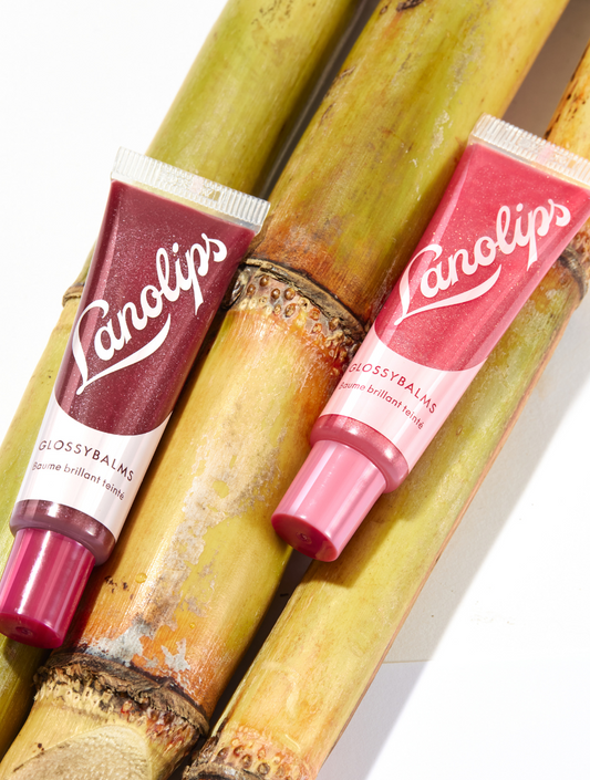 Lanolips Glossy Balms packaging uses 80% sugarcane bioplastic.