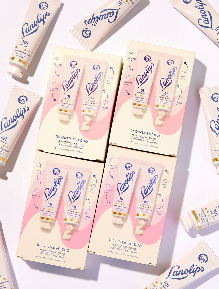 Lanolips 101 Ointment Duo is made with ULTRA PURE GRADE LANOLIN Our superstar-hero-ingredient with the big heart. The molecular structure of lanolin mimics human oils, which is why we call it 'Nature's Wonder MoisturiserTM