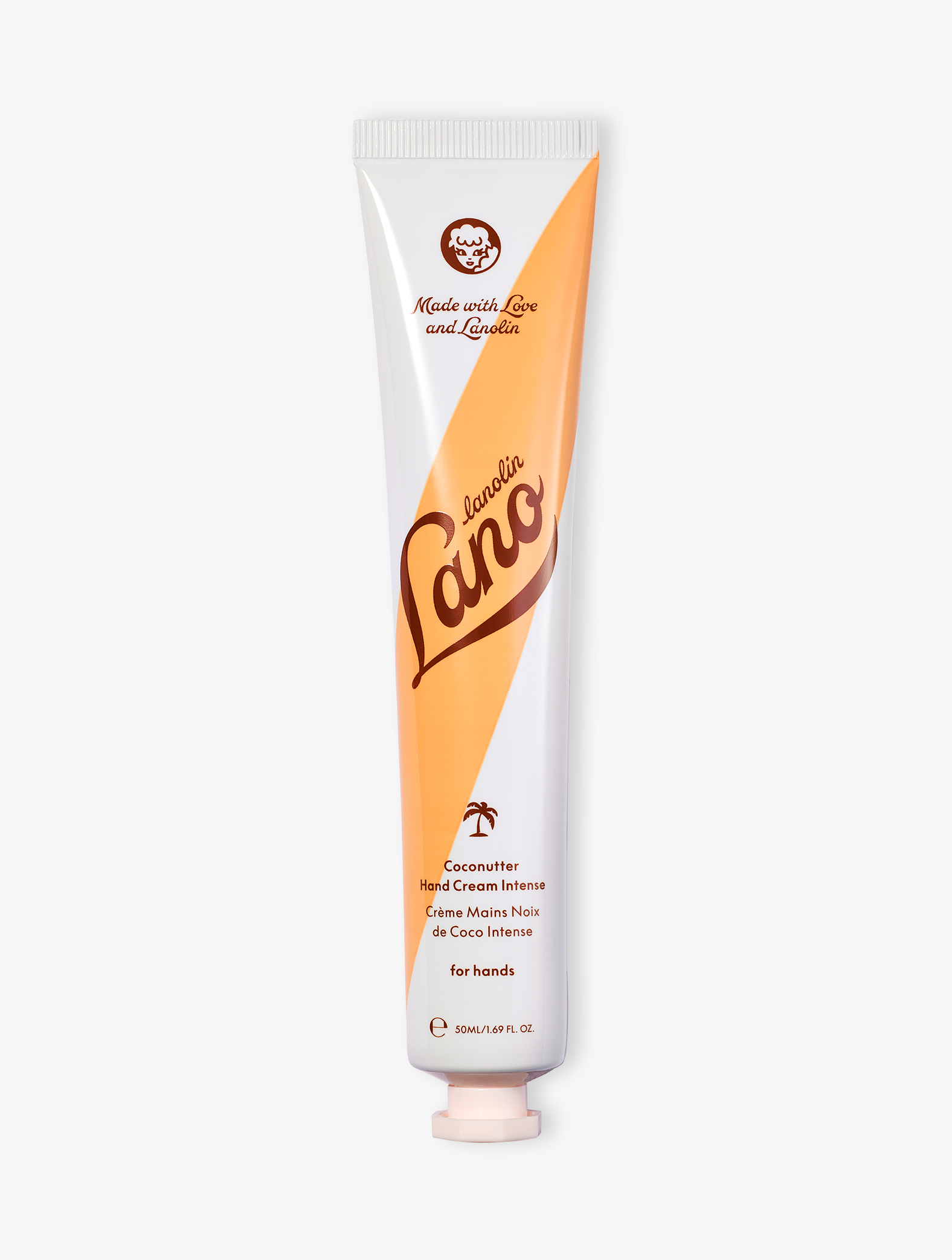 Product Shot Of Lanolips Coconutter Hand Cream Intense Closed Tube. Coconutter Hand Cream Intense with triple lanolin and coconut oil, transforms very dry hands & nails to super soft, hydrated hands & nails plus it smells like a holiday!