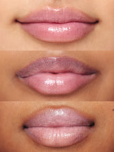 Load image into Gallery viewer, Lip swatches of Lanolips Tinted Lip Balm SPF 30 Rose on different skin tones
