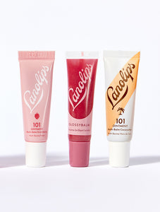 (L) 101 Ointment Strawberry, (M) Glossy Balm Candy, (R) 101 Ointment Coconutter