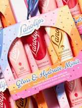 Load image into Gallery viewer, Gloss + Hydrate Minis is the world&#39;s best superbalms now in mini form. Each mini trio pack includes 101 Ointment Coconutter, 101 Ointment Strawberry and Glossy Balm Candy
