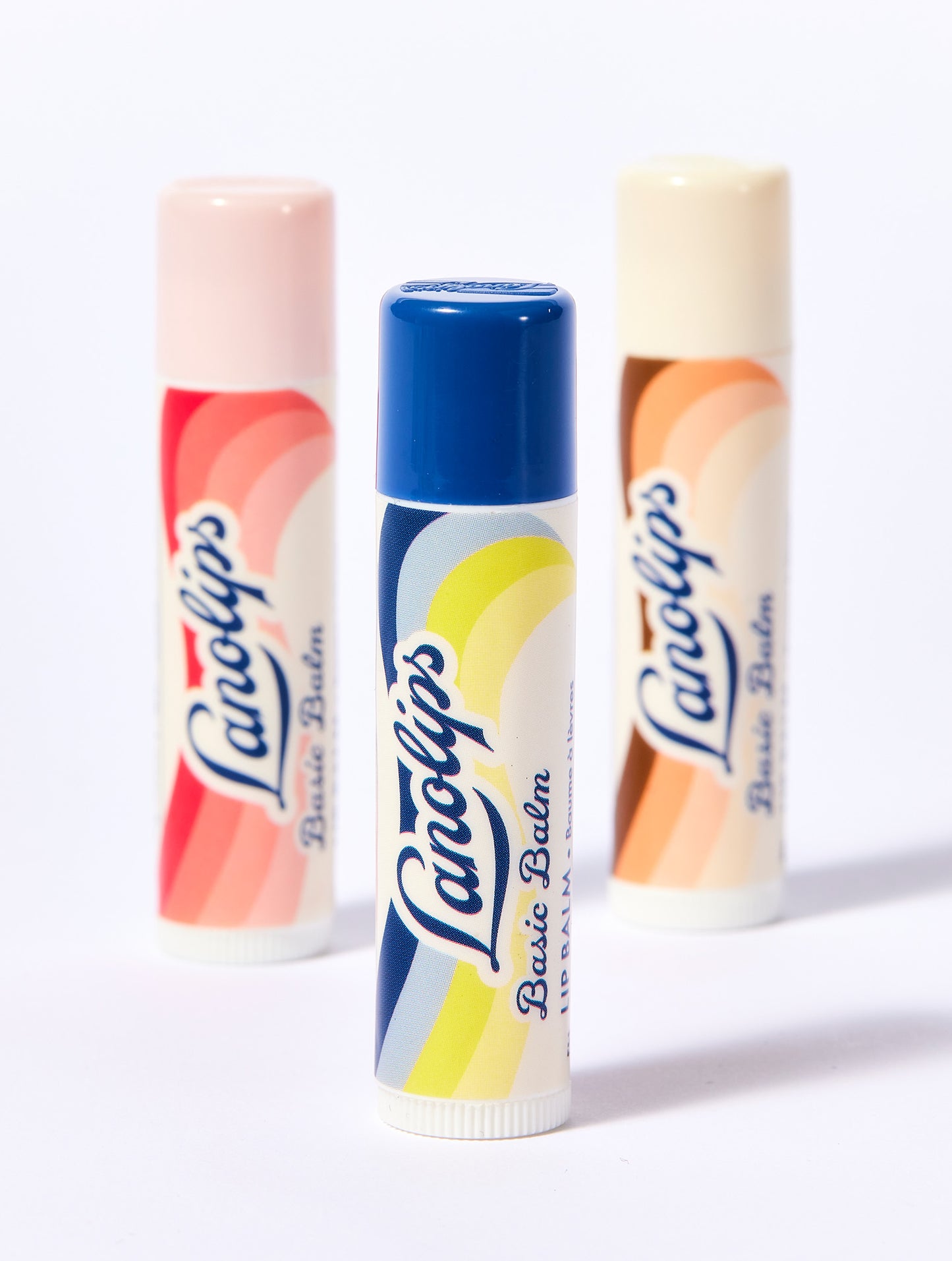 Lanolips Basic Balm range with lids closed.