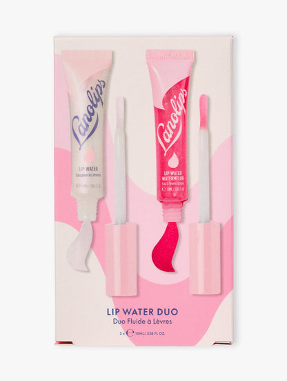 Lip water duo set in packaging with 'Lanolips' branding on a white background