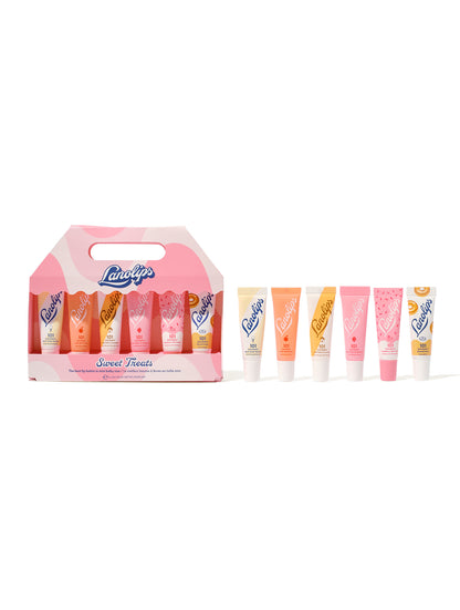 6 pc mini lip balm tubes for the Lanolips Sweet Treats range. 